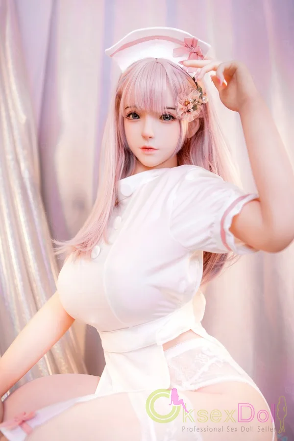 XiYou Silicone Judy Rona Dolls Nurse Cosplay Sex Doll 157cm/5.15ft Curvy Virgin Pink Hair Lovedoll